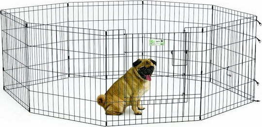 Midwest Foldable Park Dog Octagon 61x76cm made of Metal in Black Color 61 x 76cm 5sq.m.