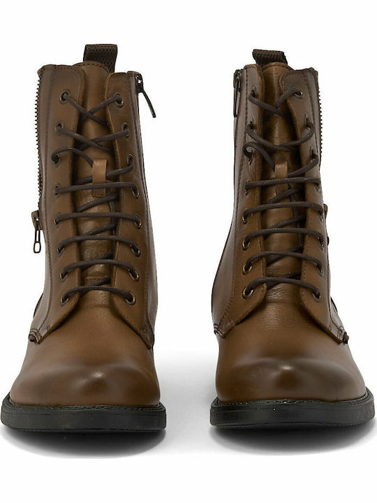 Leather Women's Ankle Boots Tabac Brown