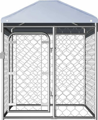 vidaXL Metallic Dog Park Εξωτερικού Χώρου με Στέγαστρο 100x100x125εκ. Silver