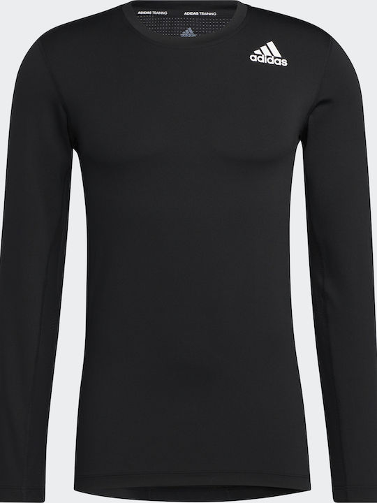 adidas Techfit Ανδρική Ισοθερμική Μακρυμάνικη Μπλούζα Compression Μαύρη