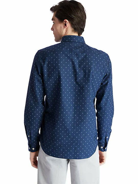 Tioga River Long-sleeved Flannel Shirt Polka Dot Blue