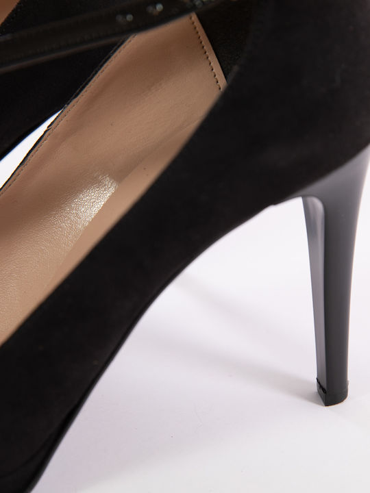Suede Pointed Toe Stiletto Black High Heels