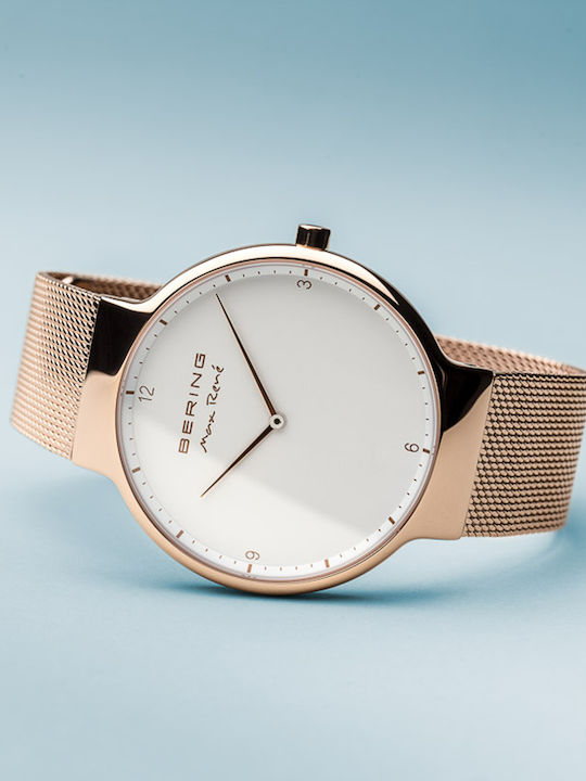 Bering Time Max Rene Ανδρικό Ρολόι 40mm Μπαταρίας με Ροζ Χρυσό Μεταλλικό Μπρασελέ