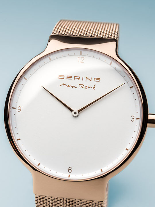 Bering Time Max Rene Ανδρικό Ρολόι 40mm Μπαταρίας με Ροζ Χρυσό Μεταλλικό Μπρασελέ