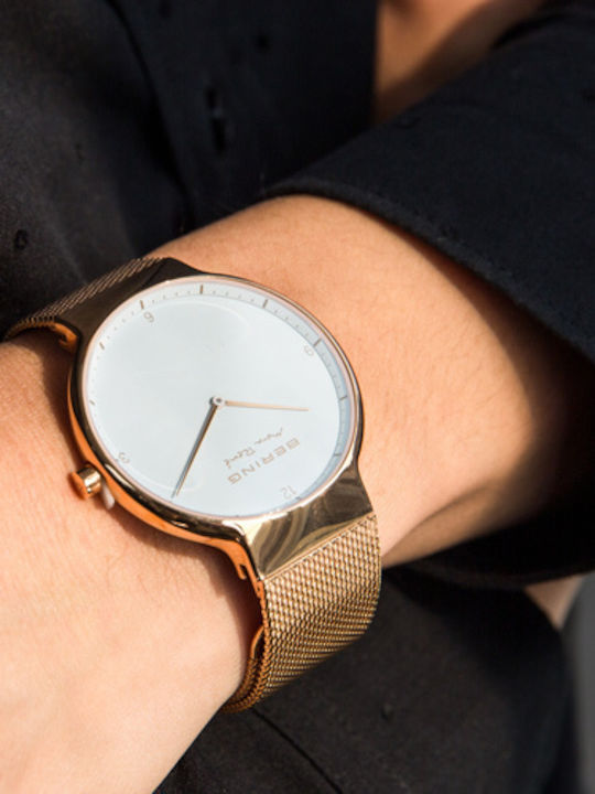 Bering Time Max Rene Ανδρικό Ρολόι 40mm Μπαταρίας με Ροζ Χρυσό Μεταλλικό Μπρασελέ