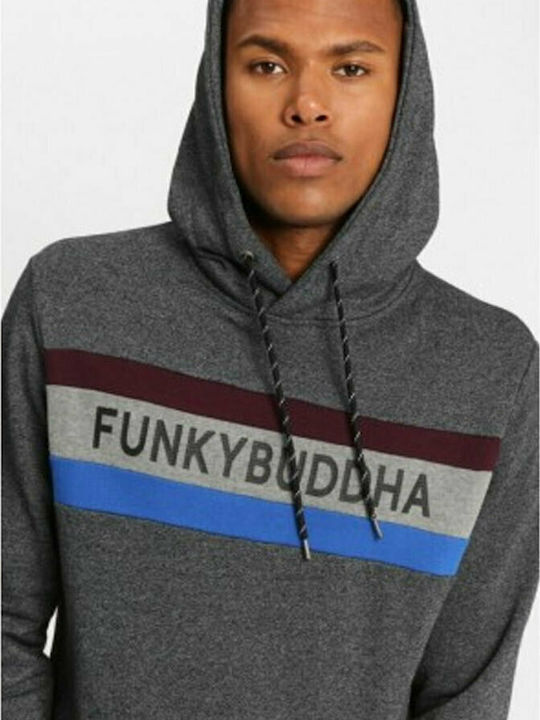 Funky Buddha FBM001-006968 Men's Sweatshirt with Hood and Pockets Gray 001.006968