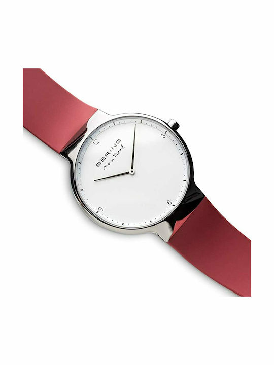 Bering Time Max Rene Herrenuhr 40mm Batterie mit Rot Kautschukarmband