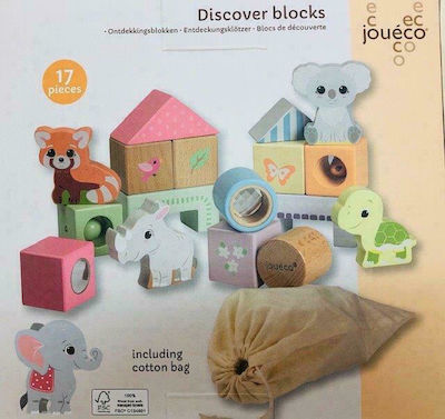 Joueco Building Block Wooden Κύβοι Ανακάλυψης με Ήχους for 1+ years 17pcs