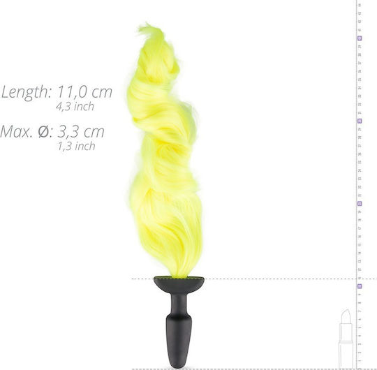 Easytoys Dop Anal Silicon cu coadă Black / Yellow 11cm