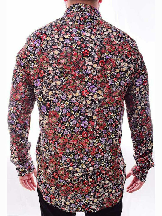 Diesel Men's Shirt Long Sleeve Floral Red