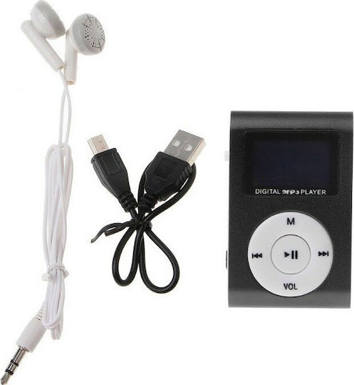 Mini USB Metal Clip MP3 Player (32GB) with LCD Screen Black