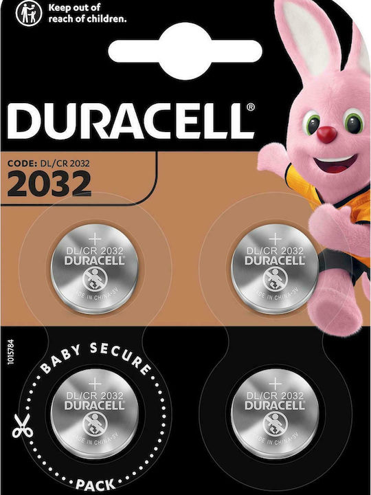 Duracell Μπαταρίες Λιθίου Ρολογιών CR2032 3V 4τμχ