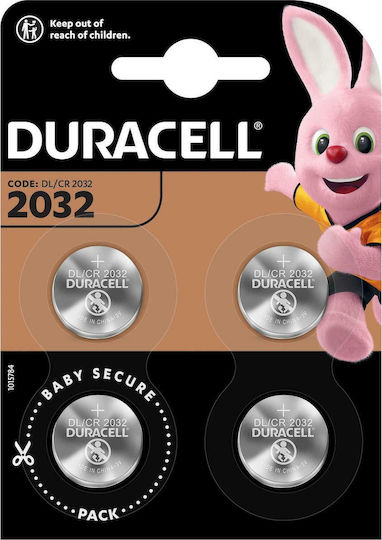 Duracell Μπαταρίες Λιθίου Ρολογιών CR2032 3V 4τμχ