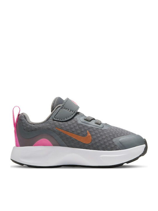 Wearallday Kids Sports Shoes Running with Hoop & Loop Closure Smoke Grey / Metallic Copper / Pink Glow