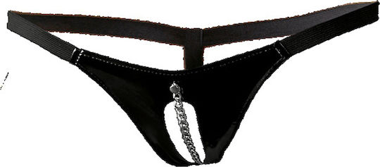 Black Level Schwarzer Schrittfreier String mit Kette