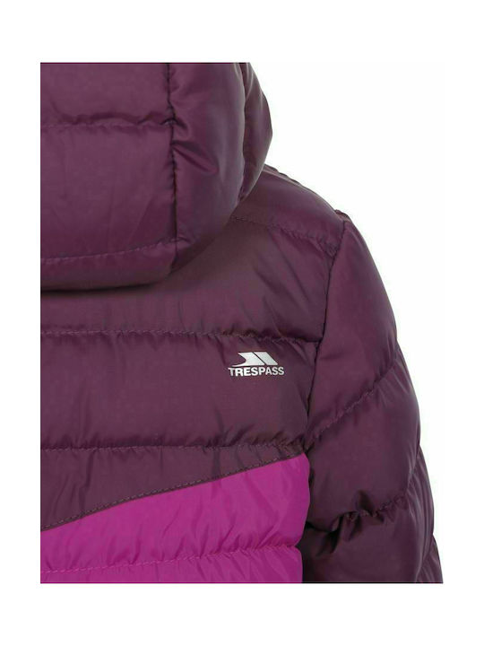 Trespass Kids Quilted Jacket short Hooded Purple Oskar