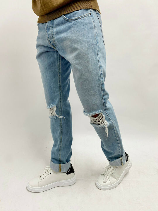 SALT&PEPPER - JEANS - DYLAN STRAIGHT LIGHT RIPPED ΑΝΟΙΧΤΟ ΞΕΒΑΜΜΕΝΟ