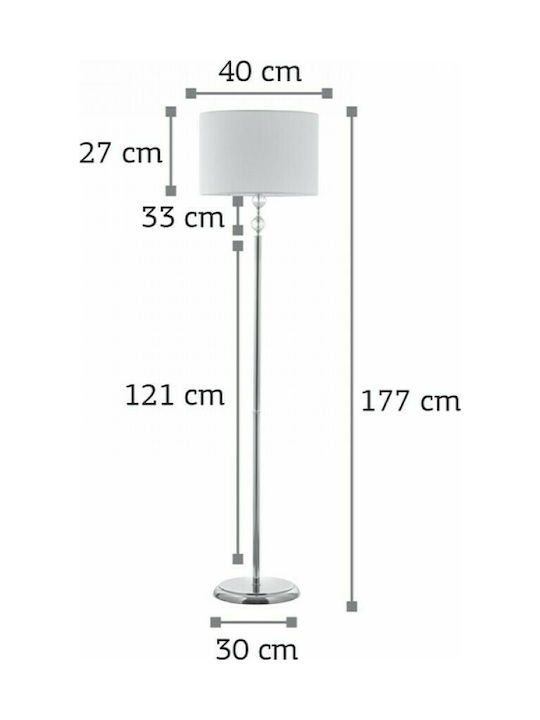 Inlight 45360 Floor Lamp H177xW40cm. with Socket for Bulb E27 Gold