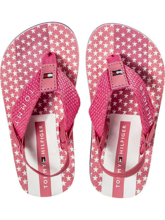 Tommy Hilfiger Παιδικές Σαγιονάρες Flip Flops για Κορίτσι Ροζ Print Microstars
