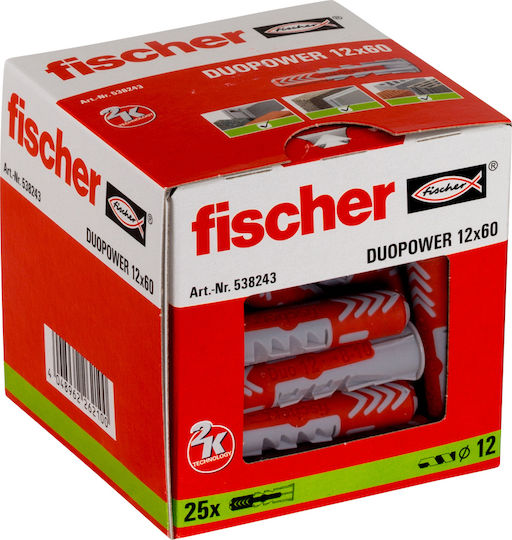 fischer Plastic Plug Duopower 12x60mm Oops Plastic 12x60mm