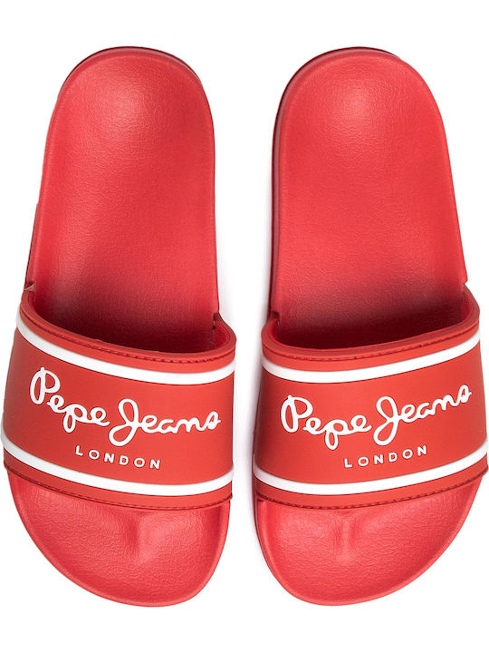 Kinder Badeschlappen Rot Slider Logo Pantoffeln Boys