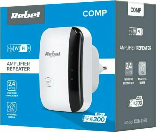 Rebel KOM1030 WiFi Extender Single Band (2.4GHz) 300Mbps