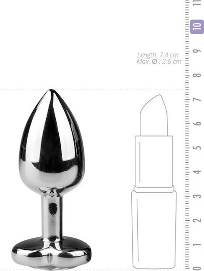 Easytoys Metal Butt Plug No 2 Анална тапа Silver/Clear 7.5см