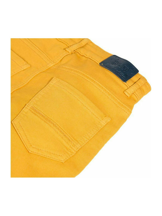 Mustard cotton long pants with pockets on the front back with zipper boy 3pommes