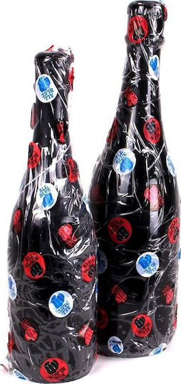 All Black Champagne Bottle Medium Anal Dildo Medium Black 34.5cm