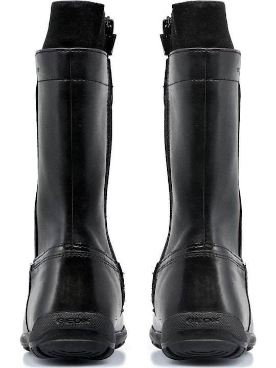 Anatomical Leather Kids Boots with Zipper Black