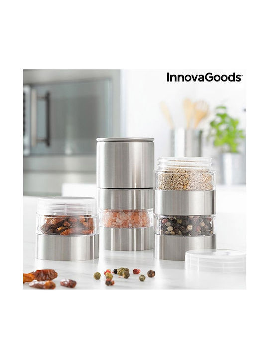 InnovaGoods Χειροκίνητος Μύλος Μπαχαρικών Inox σε Ασημί Χρώμα 21cm
