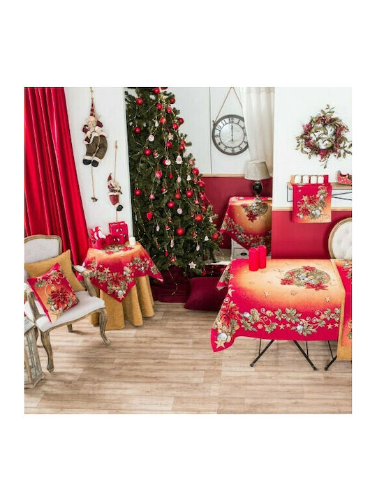 Teoran Pine Weihnachtlich Tischtuch Stoff Rot L220xB140cm.