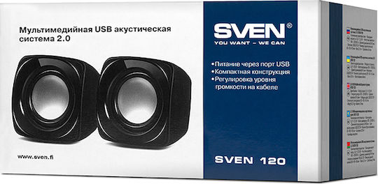 Sven 120 Ηχεία Υπολογιστή 2.0 με Ισχύ 5W Μαύρα
