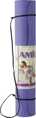 Amila Στρώμα Γυμναστικής Yoga/Pilates Μωβ με Ιμάντα Μεταφοράς (173x60x0.4cm)