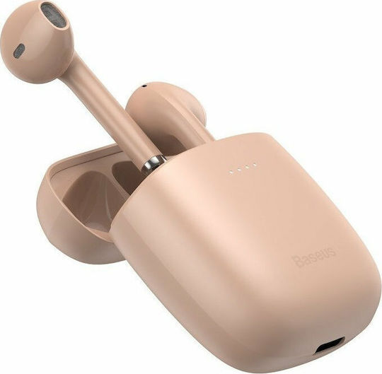 Baseus W04 Pro Слушалка за ухо Bluetooth хендсфри Слушалки с Устойчивост на Пот и Кутийка за Зареждане Розов