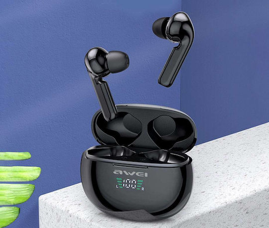 Awei T15P In-ear Bluetooth Handsfree Ακουστικά με Θήκη Φόρτισης Μαύρα