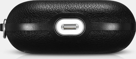 iCarer PU Microfiber Slim Θήκη Δερματίνης με Γάντζο σε Μαύρο χρώμα για Apple AirPods Pro
