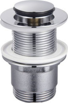 Viospiral Pop Up Brass Valve Sink with Output 32mm Silver