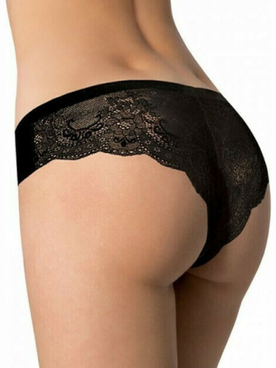 Julimex Damen Brasilien Nahtlos mit Spitze Schwarz