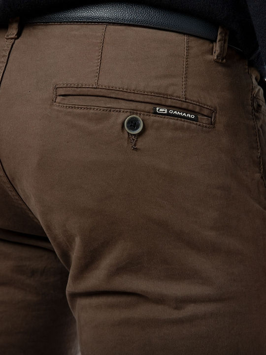 Trousers Chino Elastic in Slim Fit Brown