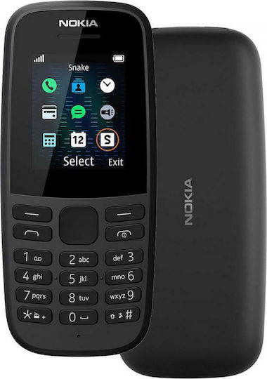 Nokia 105 (2019) Dual SIM Mobile with Buttons (English Menu) Black