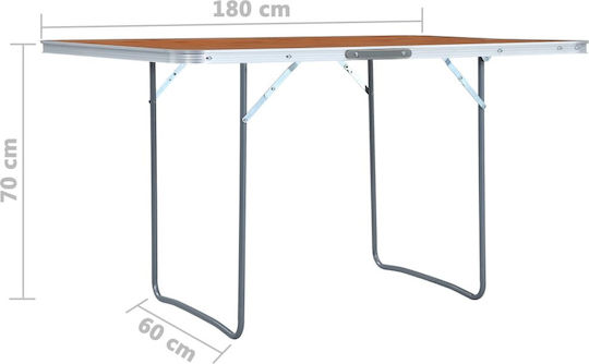 vidaXL Tabelul Aluminiu pentru Camping Pliabil 180x60cm Maro
