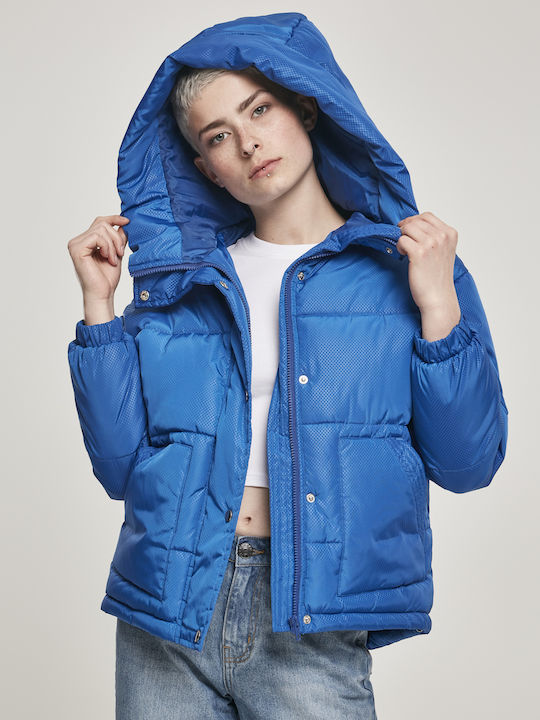 Kurz Damen Puffer Jacke für Winter Blau