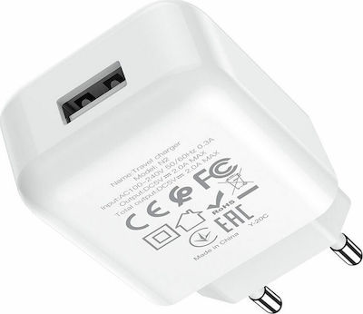 Hoco Charger Without Cable with USB-A Port Whites (N2 Vigour)