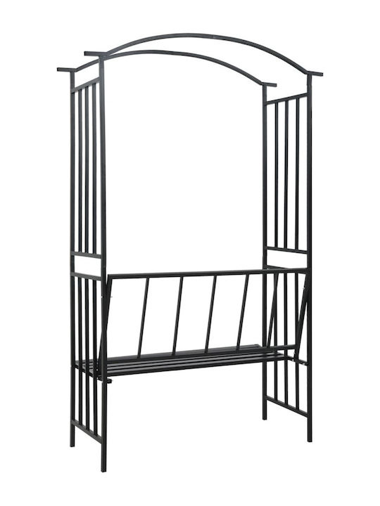 Garden Arch from Metal in Black Color 128x50x207cm