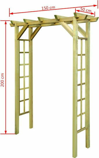 Arcadă De Grădină Din Lemn Cu Design În Grilă Pătrat Culoare Bej 150x60x204cm