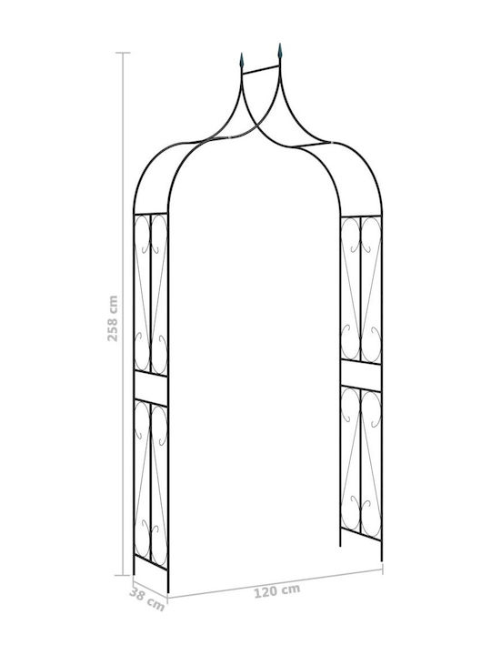 Gartenbogen aus Metall in Schwarz Farbe 120x38x258cm