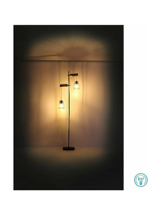 Globo Lighting Mina Vintage Floor Lamp H168xW47cm. with Socket for Bulb E27 Black
