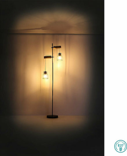 Globo Lighting Mina Vintage Floor Lamp H168xW47cm. with Socket for Bulb E27 Black