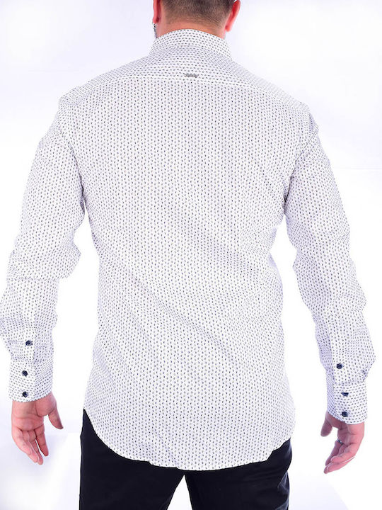 Stefan Fashion Men's Shirt Long Sleeve Cotton White